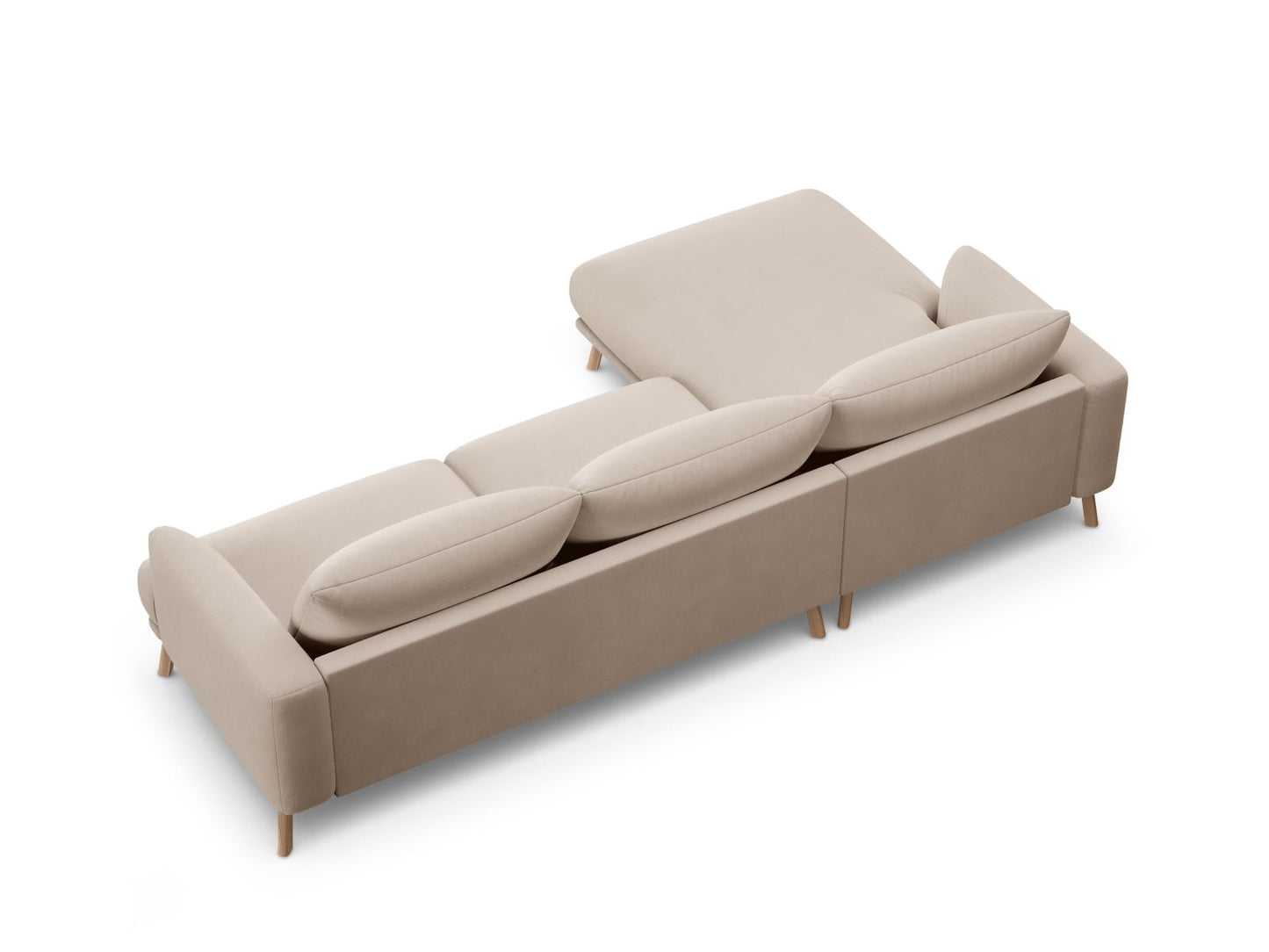 Ecksofa Samt Beige Naomi — Detailansicht