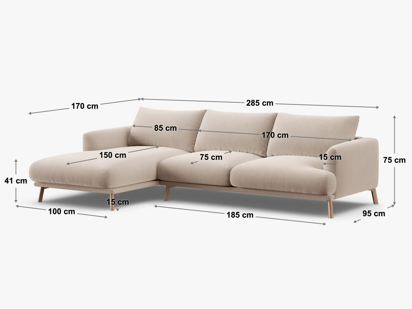 Ecksofa Samt Beige Naomi — Ansicht 4