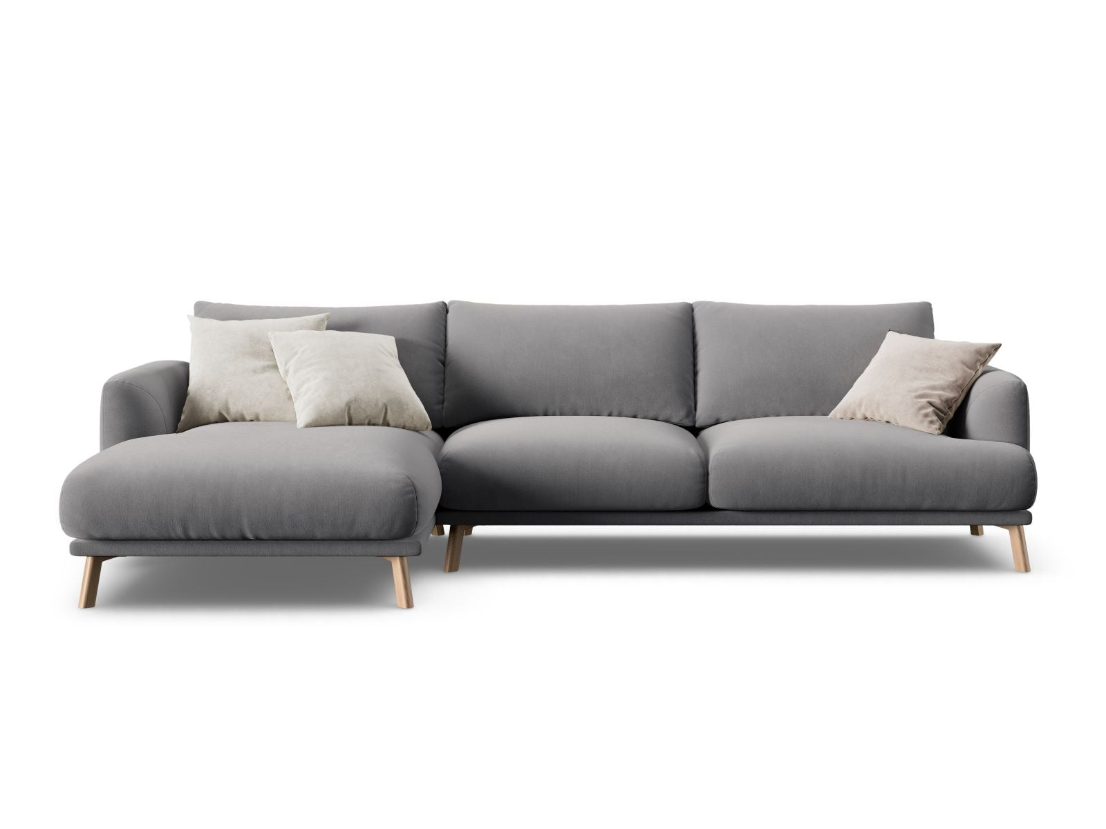 Naomi Corner Sofa, 4 Seats, 285x170 cm — Grey / Left