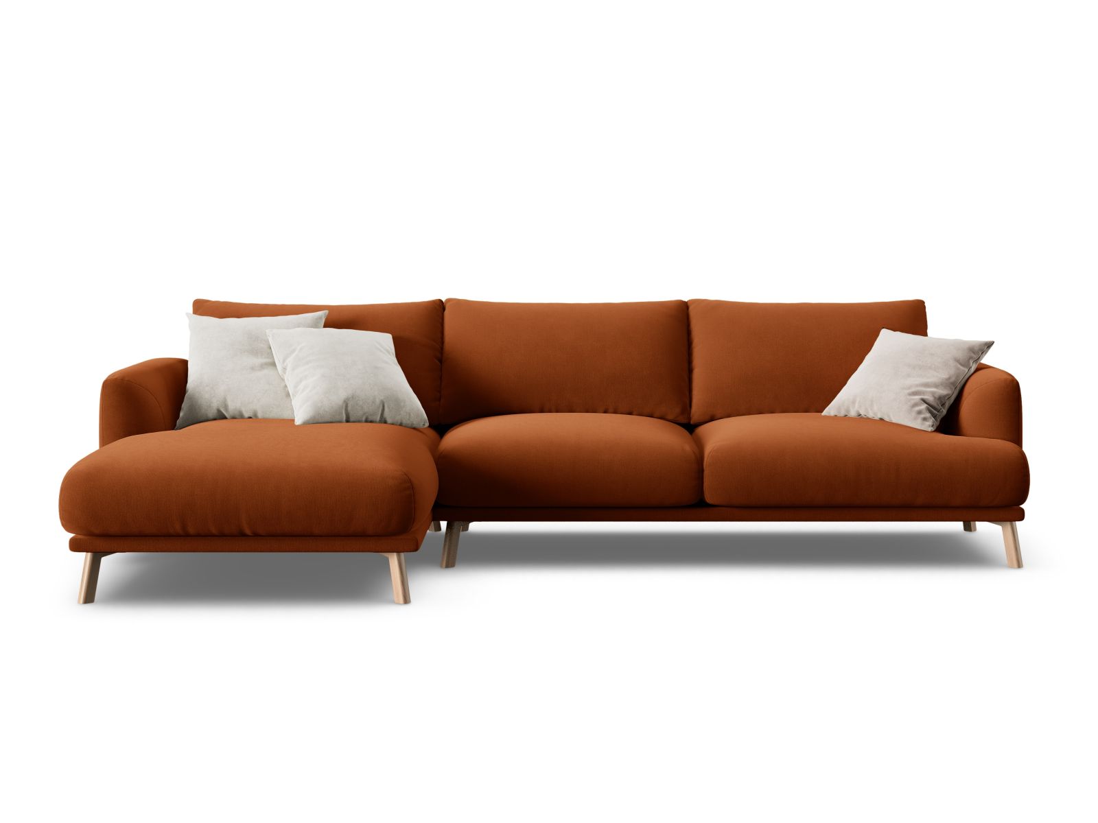 Naomi Corner Sofa, 4 Seats, 285x170 cm — Terracotta / Left