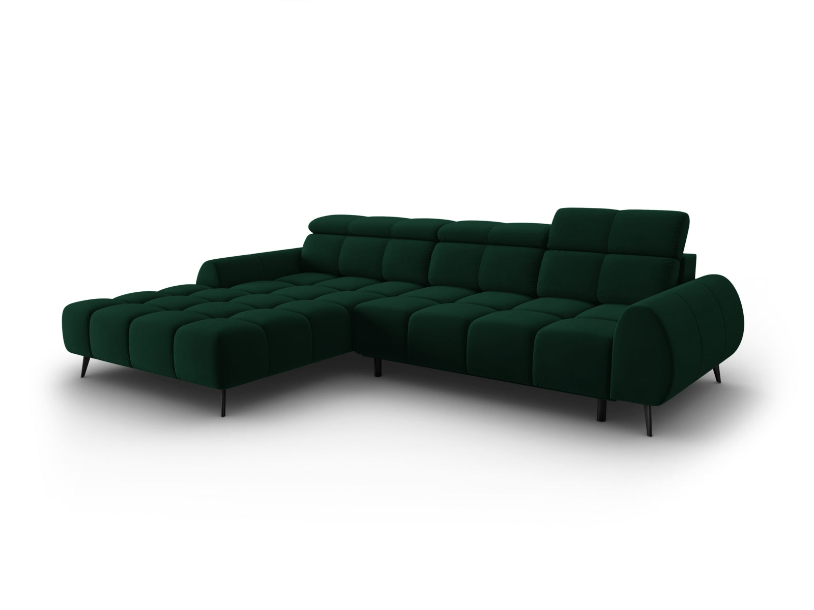 Alyse Electric Corner Sofa, 5 Seats, 295x188 cm — Bottle Green / Left