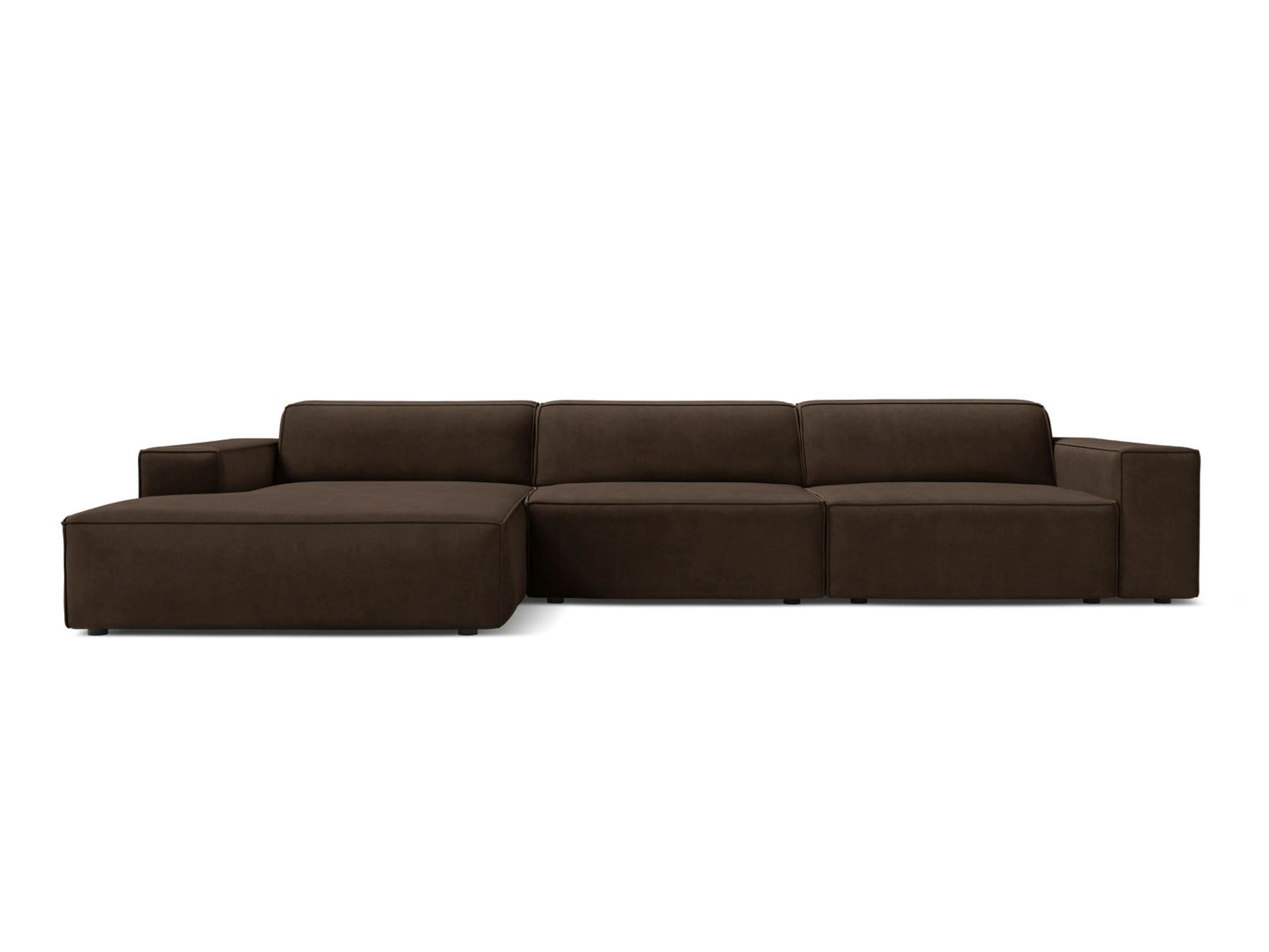 Ecksofa Samt Schwarz Jodie — Dark Brown