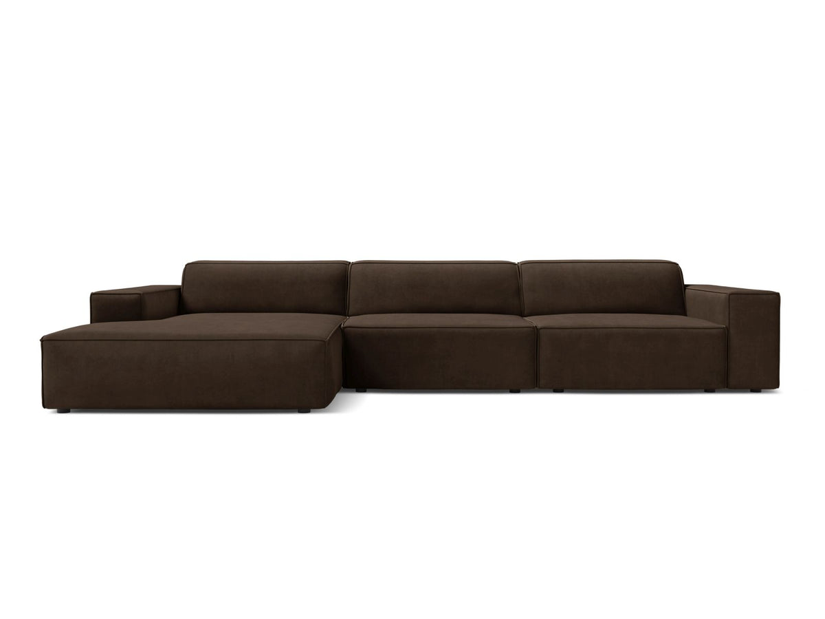 Jodie Corner Sofa, 4 Seats, 284x162 cm — Dark Brown / Left