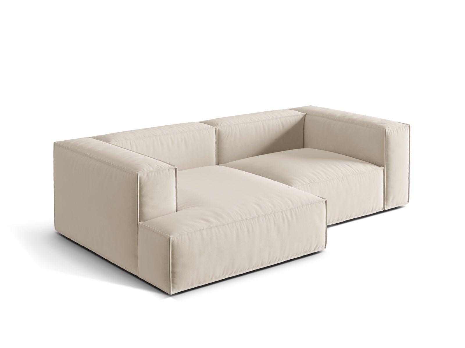 Ecksofa Samt Beige Nuria — Detailansicht