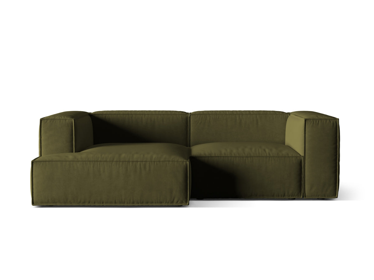 Nuria Modular Corner Sofa, 3 Seats, 252x147 cm — Moss Green Melange / Left