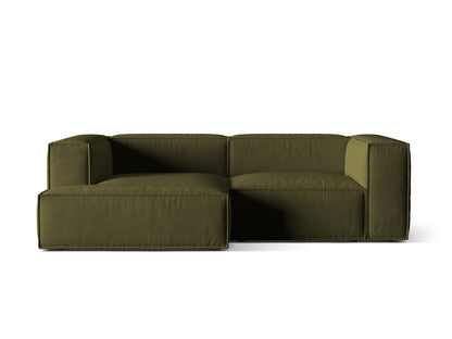 Ecksofa Samt Beige Nuria — Moss Green Melange