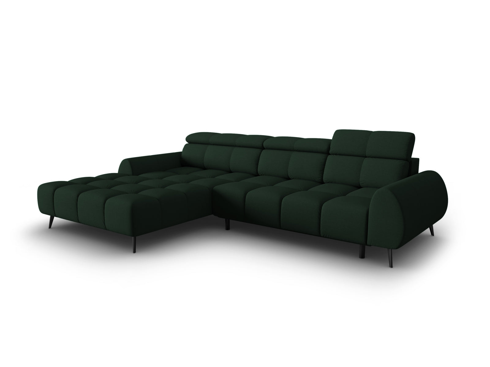 Alyse Electric Corner Sofa, 5 Seats, 295x188 cm — Dark Green / Left