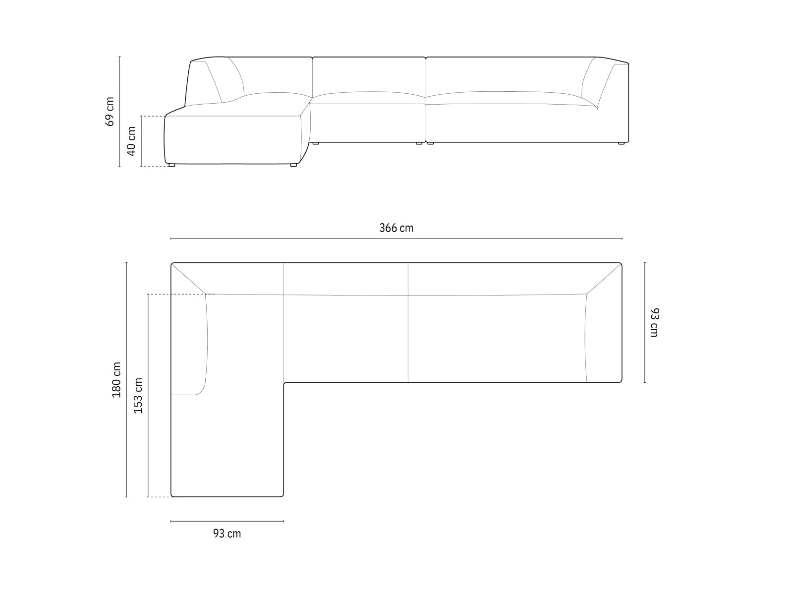 Ecksofa Cord Schwarz Ruby — Ansicht 6
