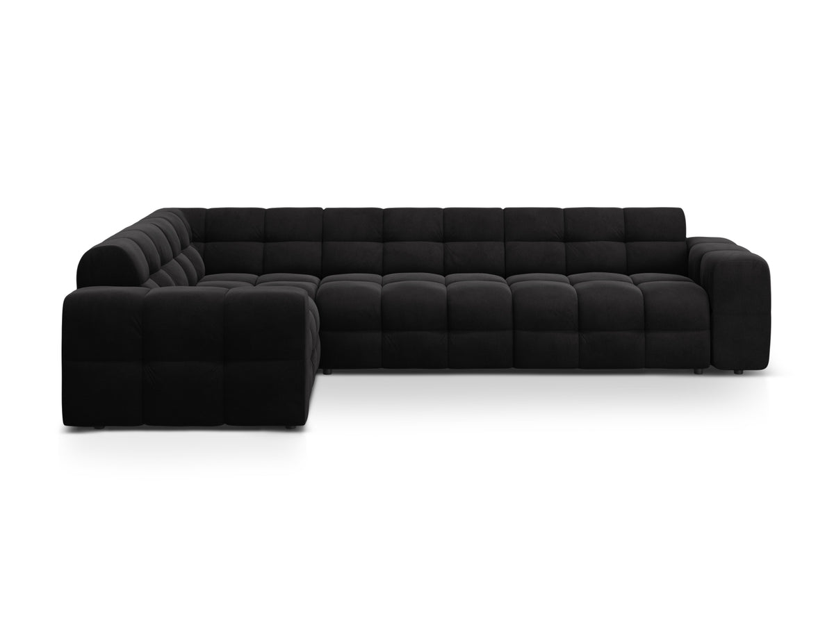 Kendal Corner Sofa, 6 Seats — Black / Left