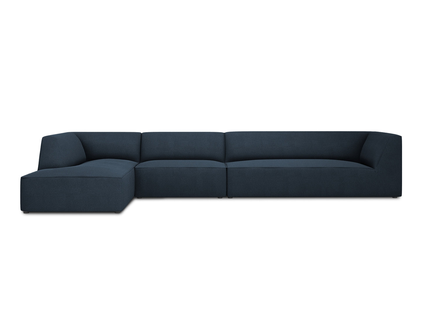 Ecksofa Strukturstoff Beige Ruby — Navy Blue