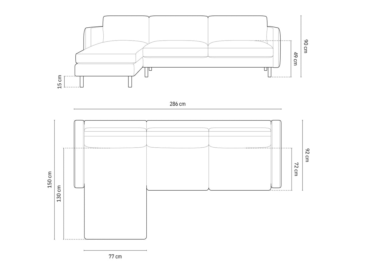 Eden Corner Sofa, 3 Seats