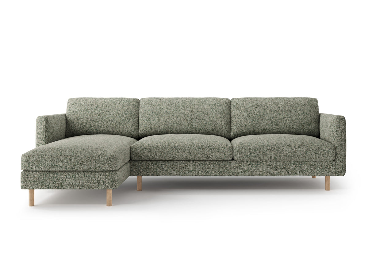 Eden Corner Sofa, 3 Seats — Moss Green Melange / Left