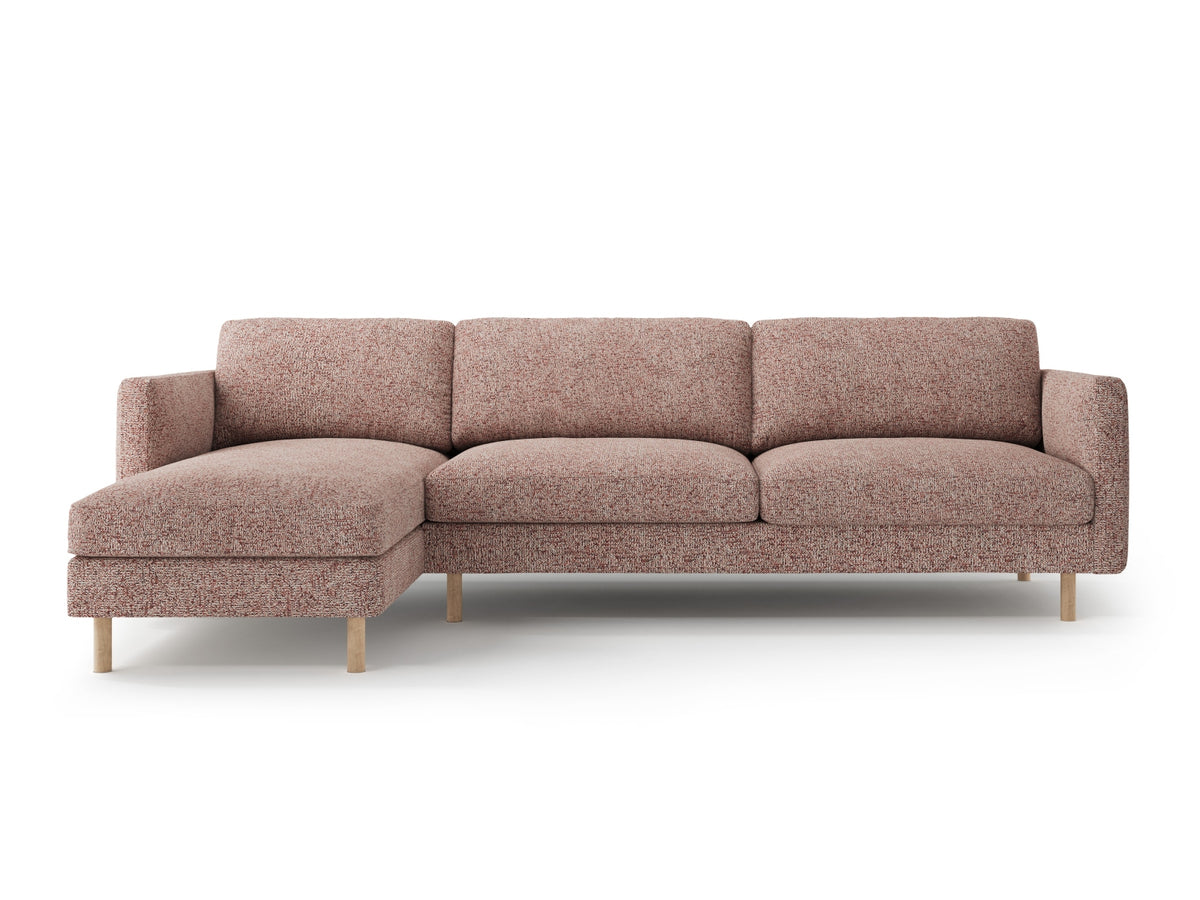 Eden Corner Sofa, 3 Seats — Pink Melange / Left