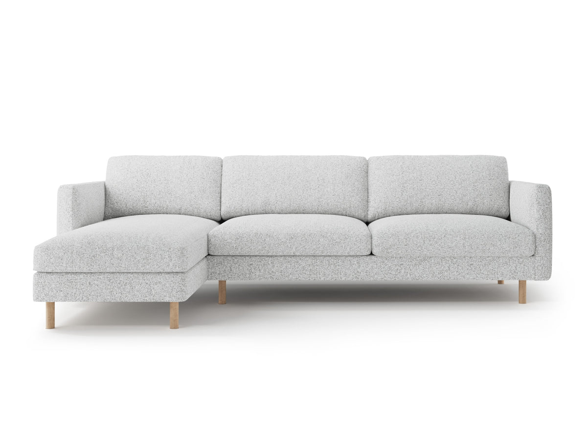 Eden Corner Sofa, 3 Seats — Light Grey Melange / Left