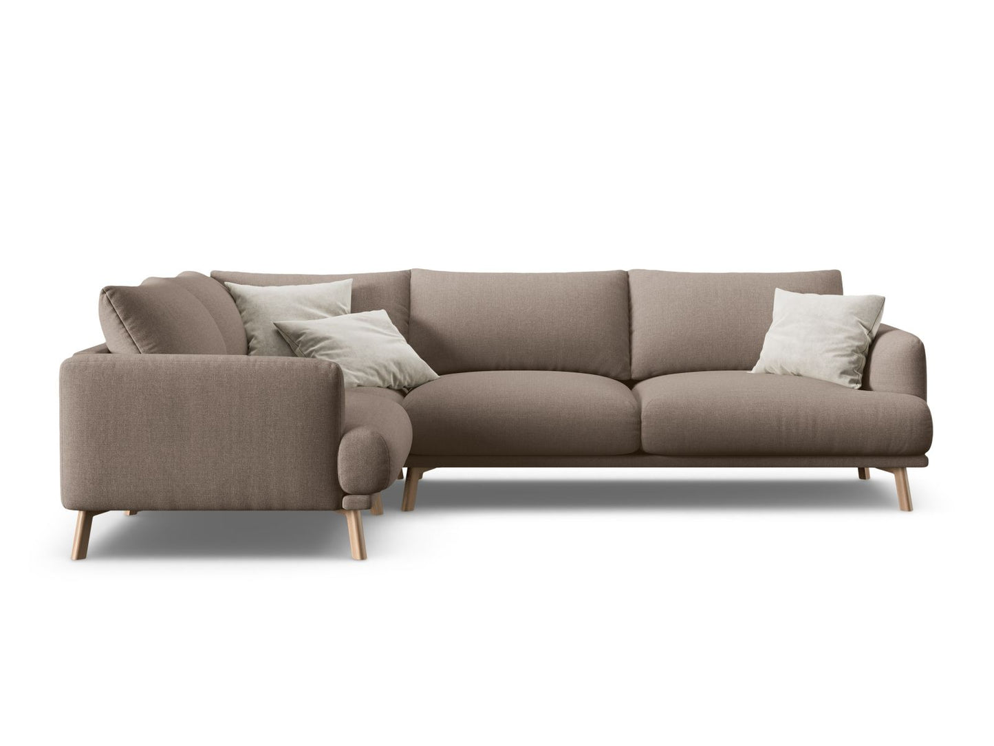 Ecksofa Strukturstoff Beige Naomi — Cappuccino