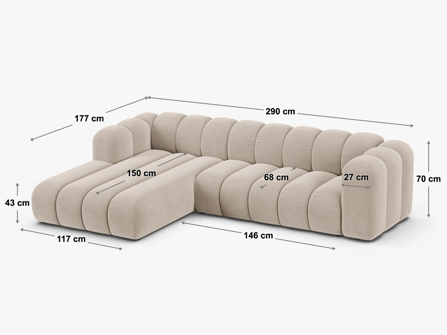 Lupine Modular Corner Sofa, 4 Seats