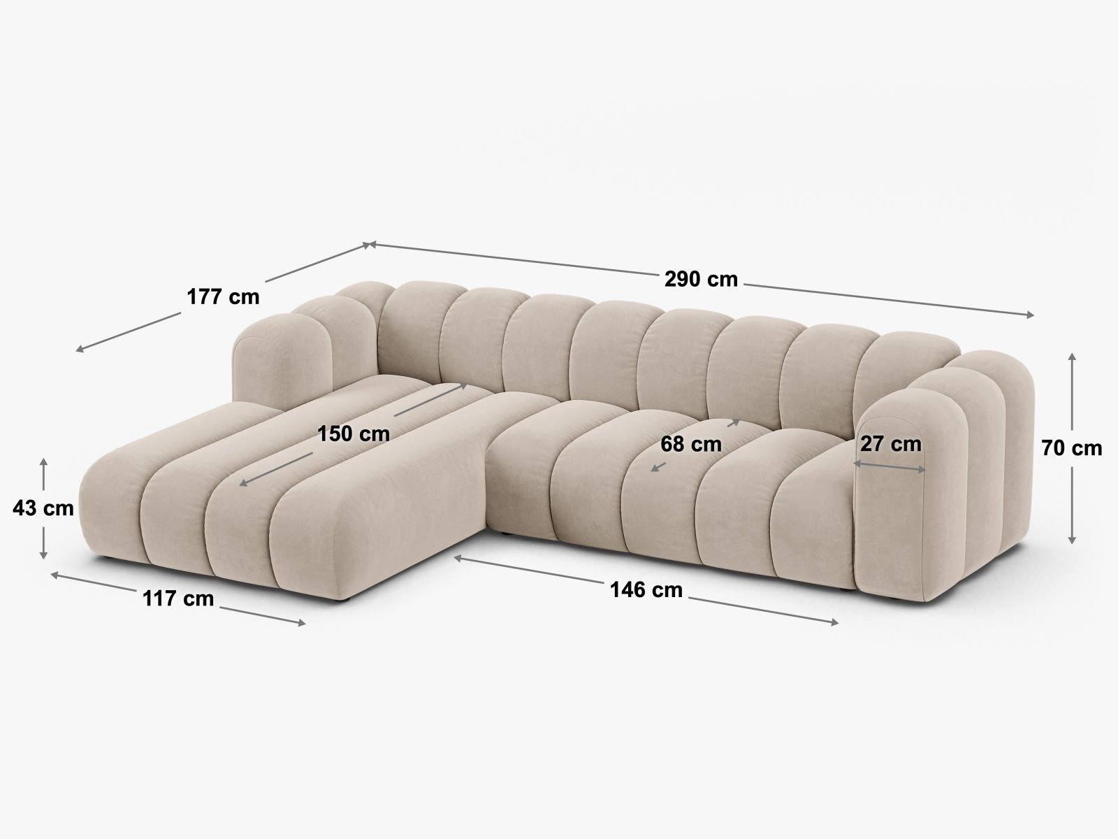 Lupine Modular Corner Sofa, 4 Seats