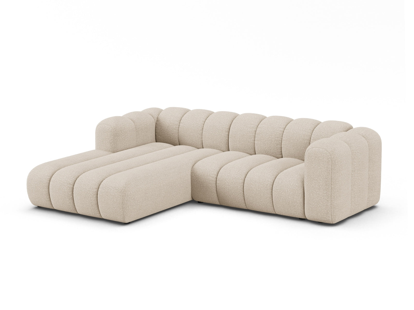Ecksofa Bouclé Beige Lupine — Wohnbeispiel