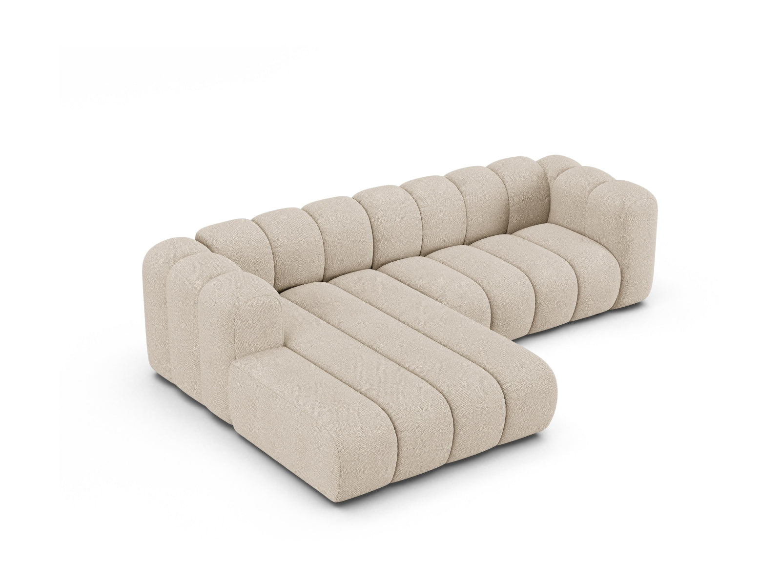 Ecksofa Bouclé Beige Lupine — Detailansicht
