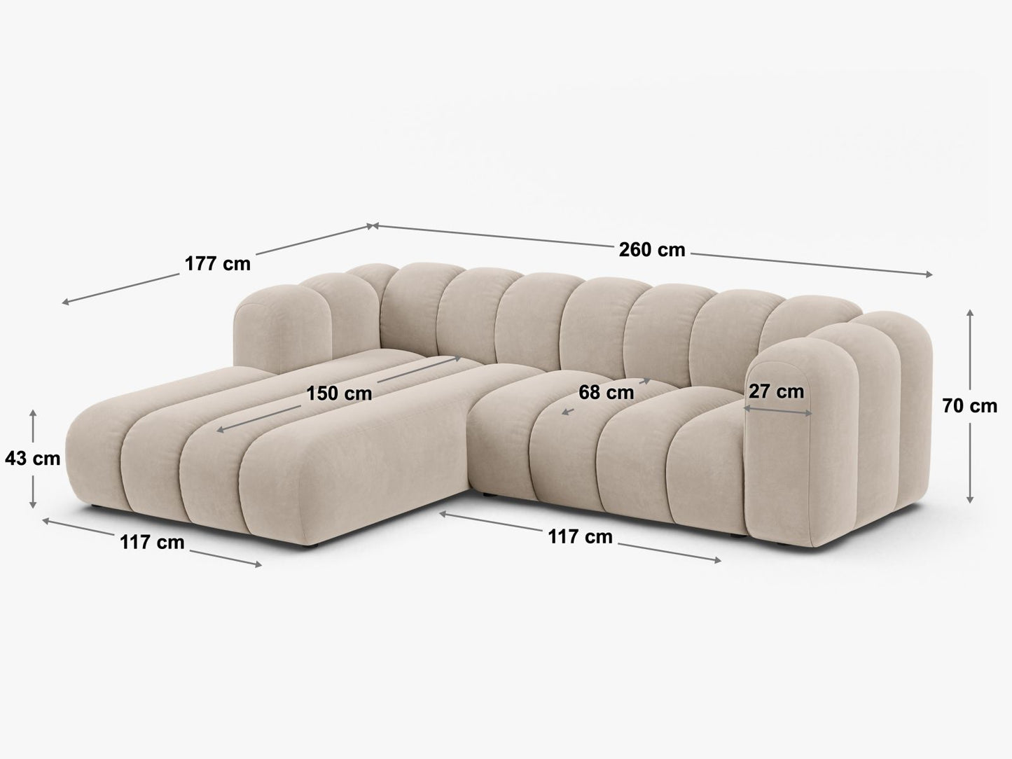 Ecksofa Bouclé Beige Lupine — Ansicht 5