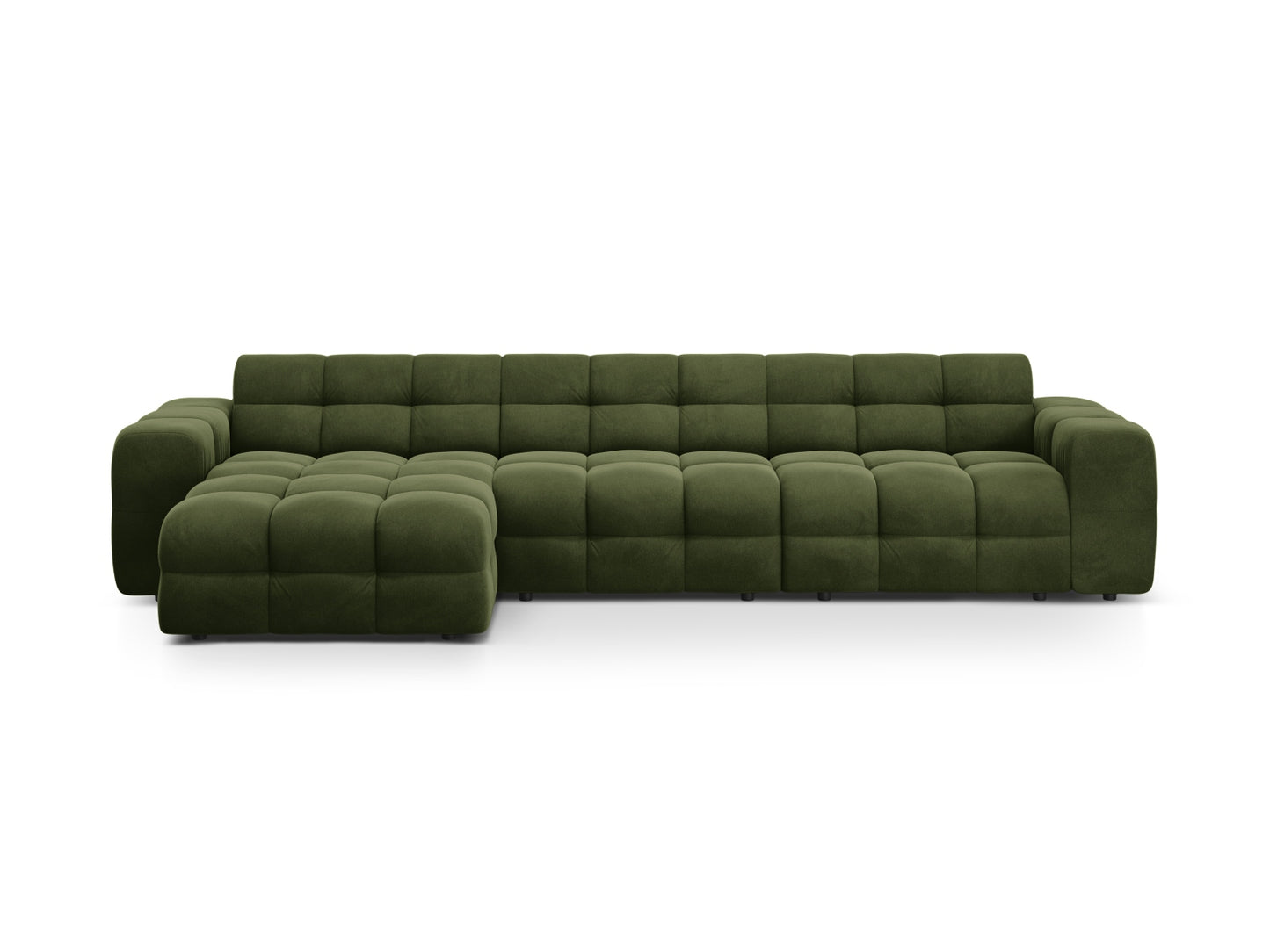 Ecksofa Samt Almond Beige Kendal — Army Green