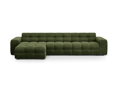 Ecksofa Samt Almond Beige Kendal — Army Green