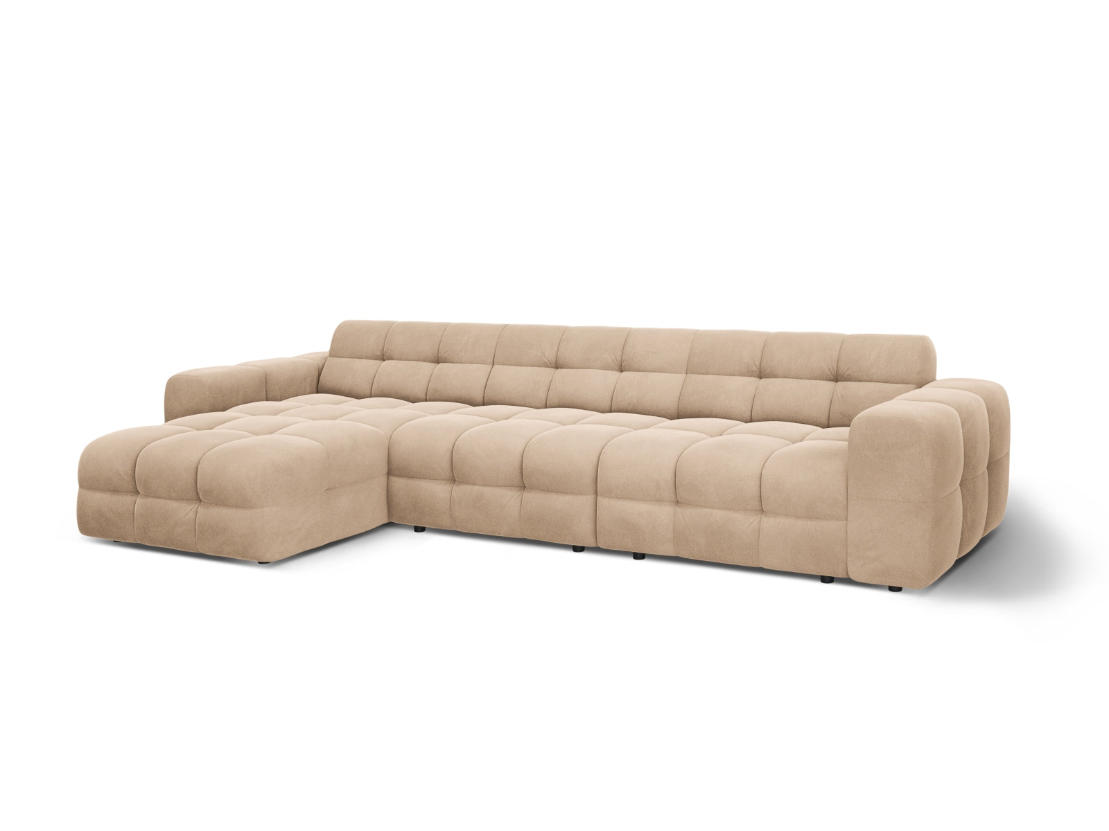 Ecksofa Samt Almond Beige Kendal — Detailansicht