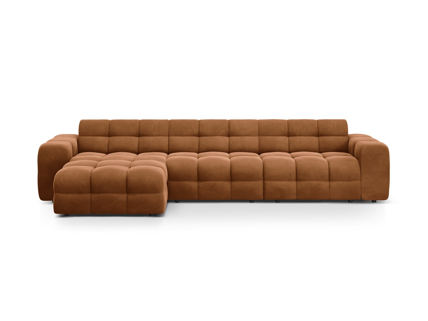 Ecksofa Samt Almond Beige Kendal — Camel
