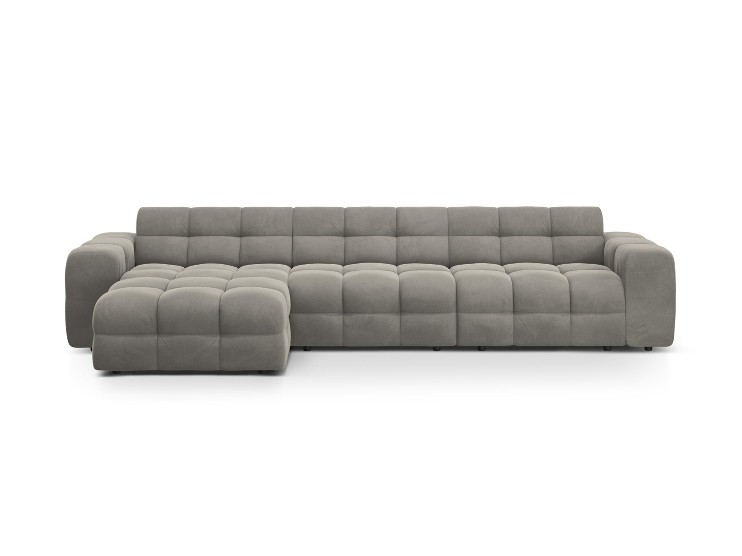 Ecksofa Samt Almond Beige Kendal — Dark Grey
