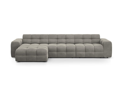 Ecksofa Samt Almond Beige Kendal — Dark Grey