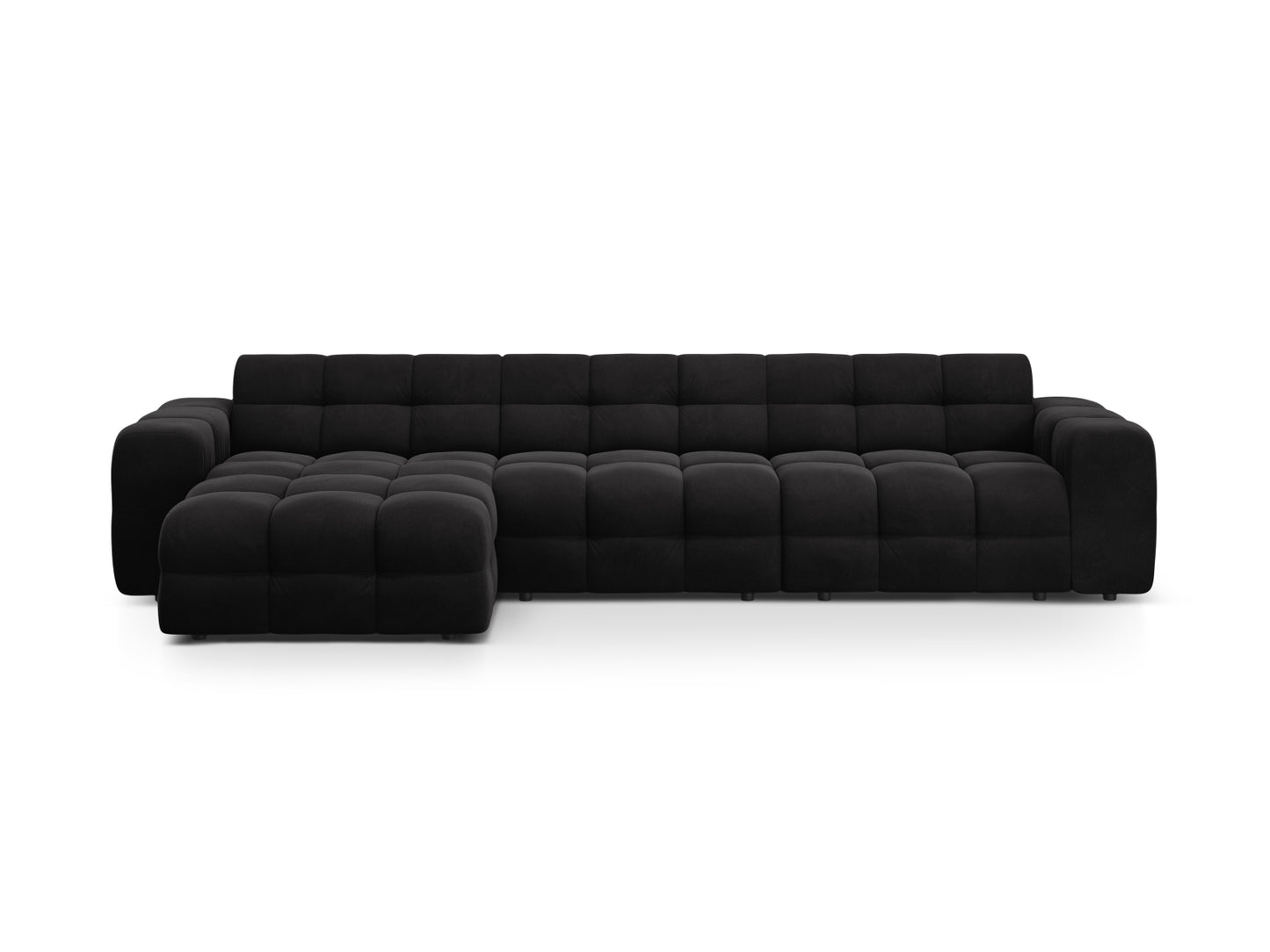 Ecksofa Samt Almond Beige Kendal — Black