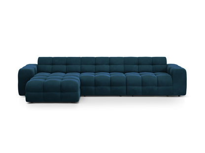 Ecksofa Samt Almond Beige Kendal — Navy Blue