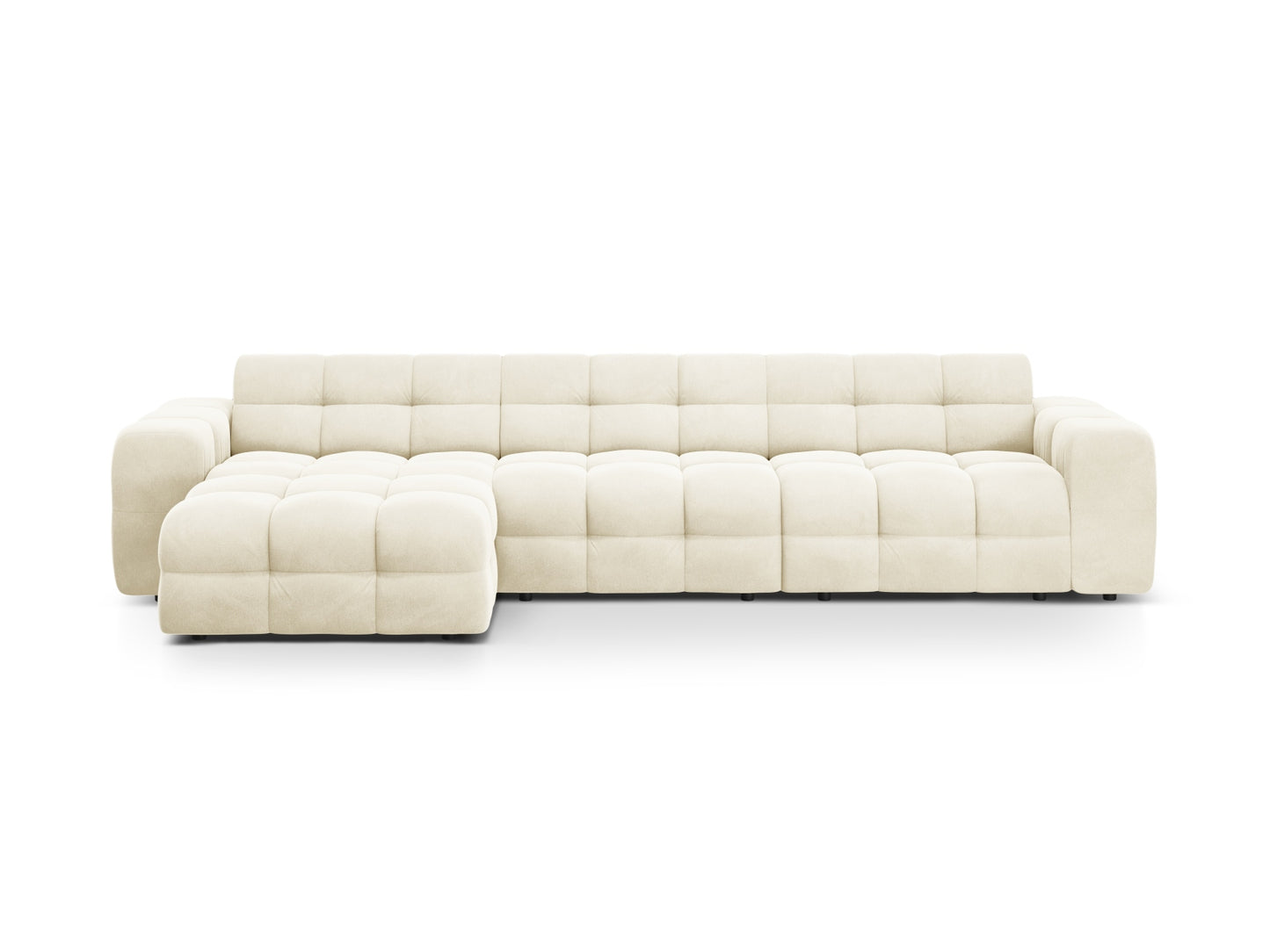Ecksofa Samt Almond Beige Kendal — Ivory