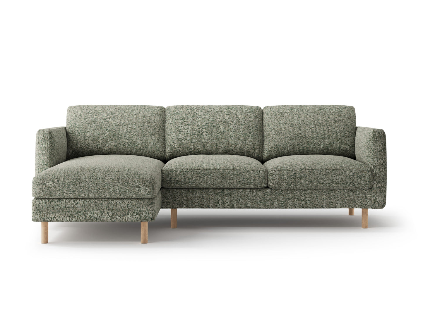 Ecksofa Strukturstoff Beige Melange Eden — Moss Green Melange