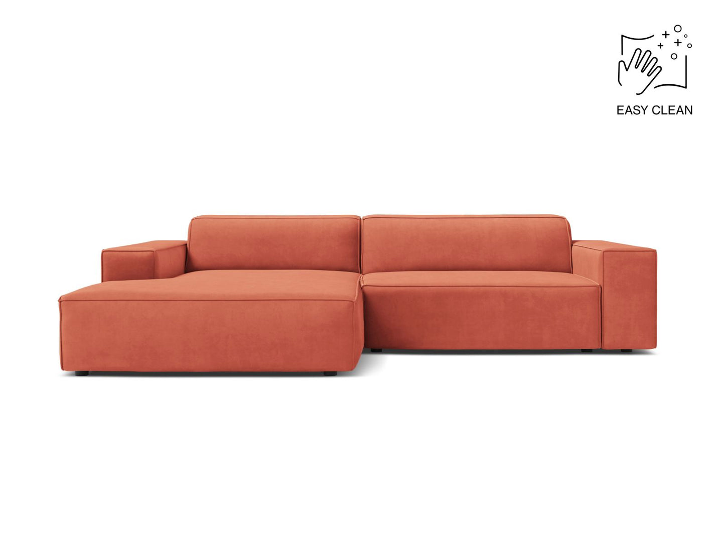 Jodie Modular Corner Sofa, 3 Seats, 224x162 cm — Coral / Left