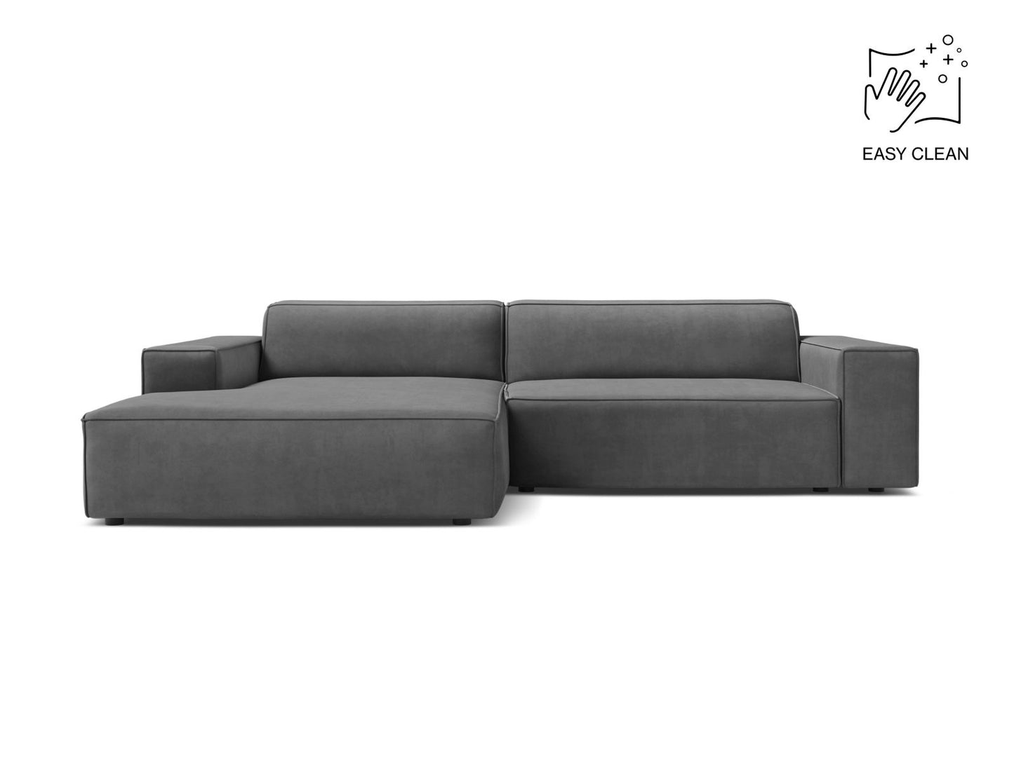 Jodie Modular Corner Sofa, 3 Seats, 224x162 cm — Grey / Left