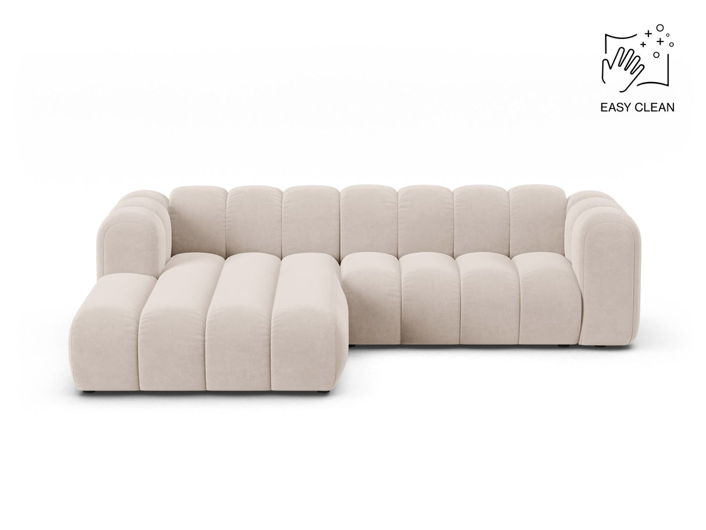Ecksofa Samt Beige Lupine — Light Beige