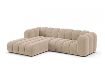 Ecksofa Samt Beige Lupine — Wohnbeispiel