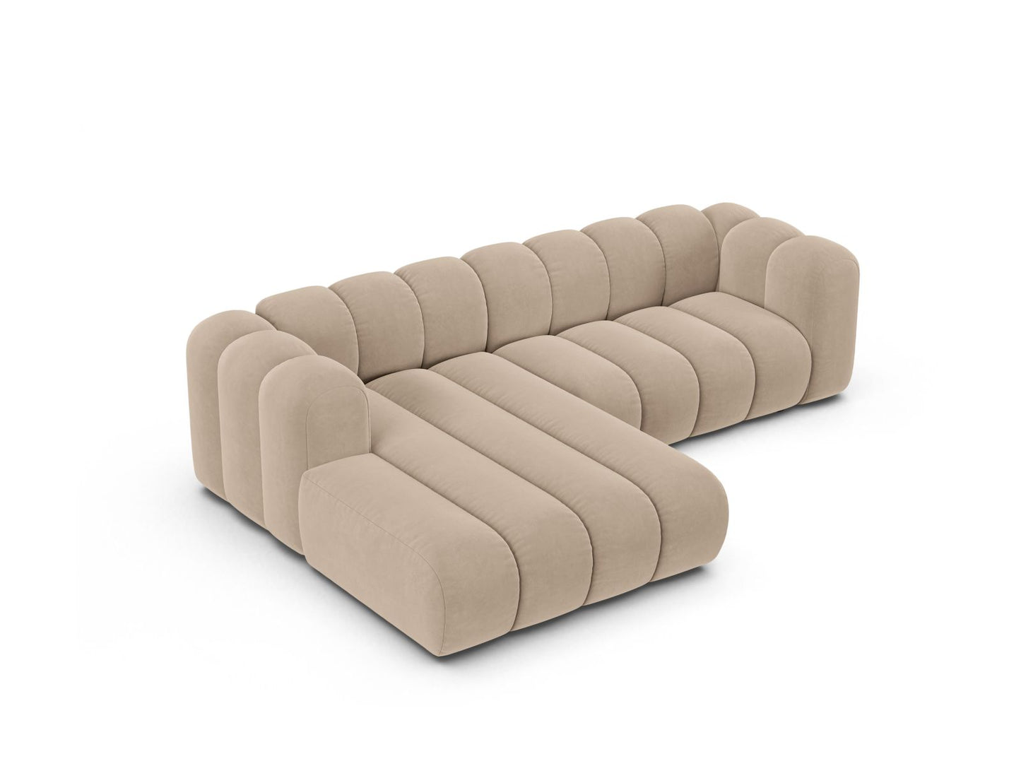 Ecksofa Samt Beige Lupine — Detailansicht
