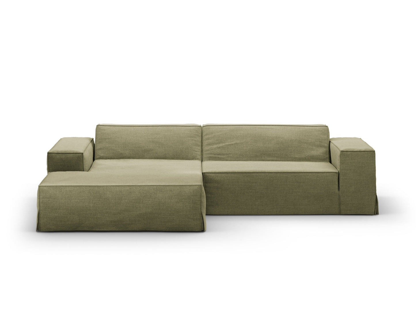 Jodie Modular Corner Sofa, 3 Seats, 224x162 cm — Light Green / Left
