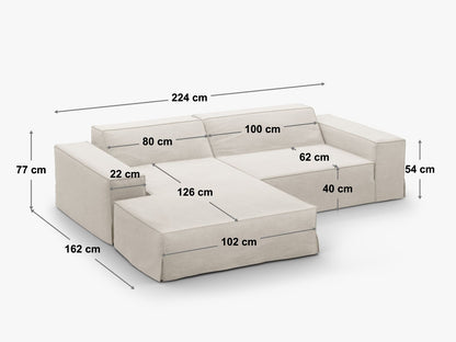 Jodie Modular Corner Sofa, 3 Seats, 224x162 cm