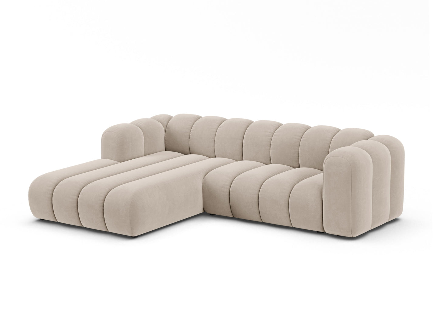 Ecksofa Samt Beige Lupine — Detailansicht
