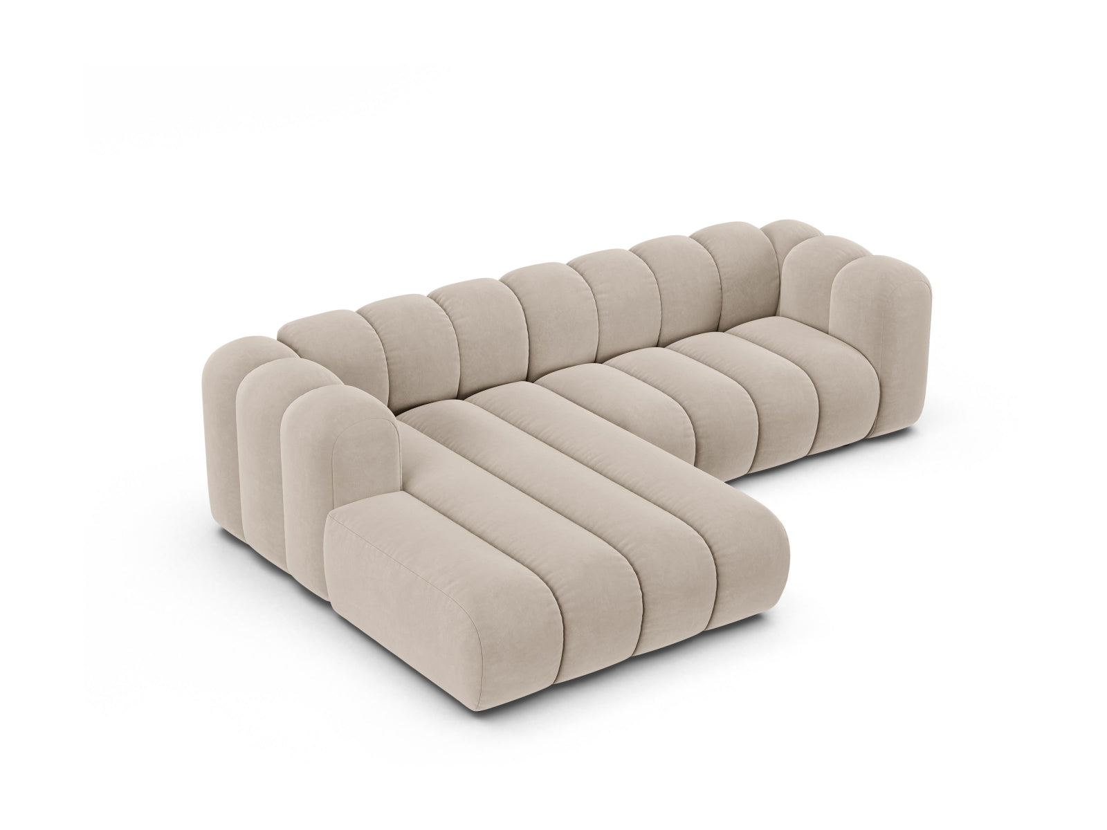 Ecksofa Samt Beige Lupine — Maße und Details