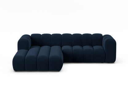 Ecksofa Samt Beige Lupine — Royal Blue