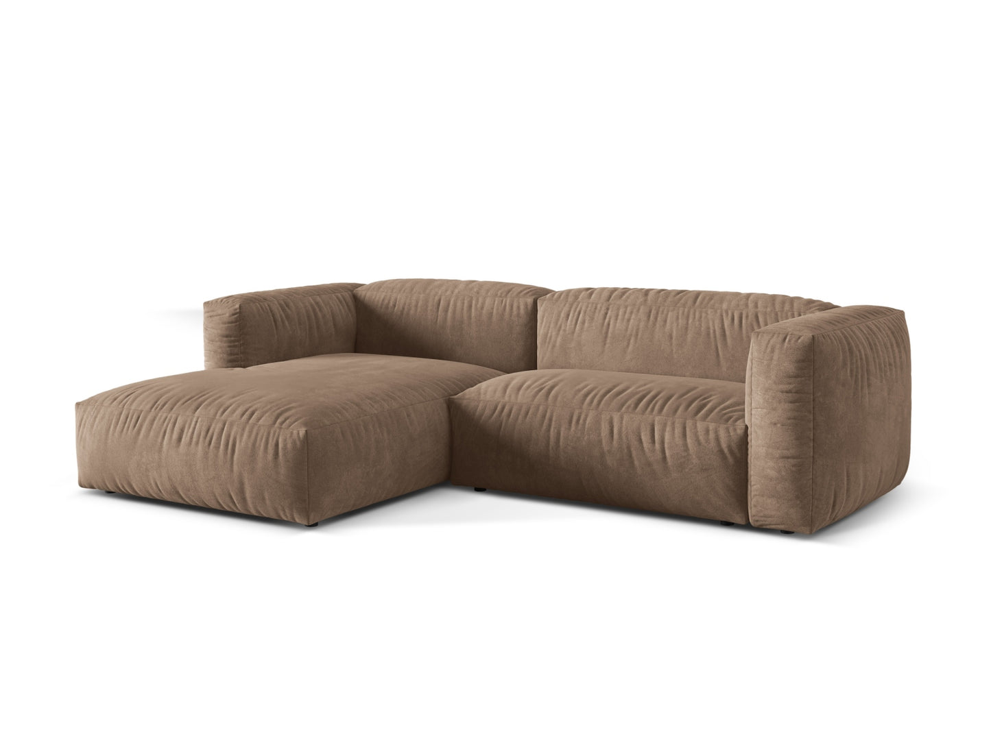 Ecksofa Samt Dunkelbeige Martina — Detailansicht