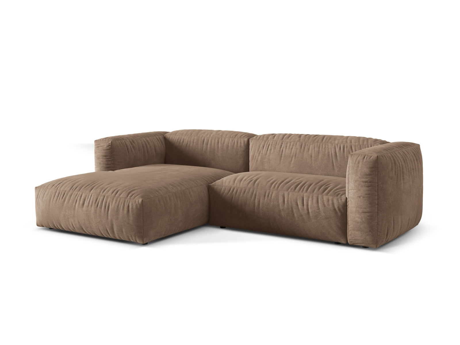Ecksofa Samt Dunkelbeige Martina — Detailansicht
