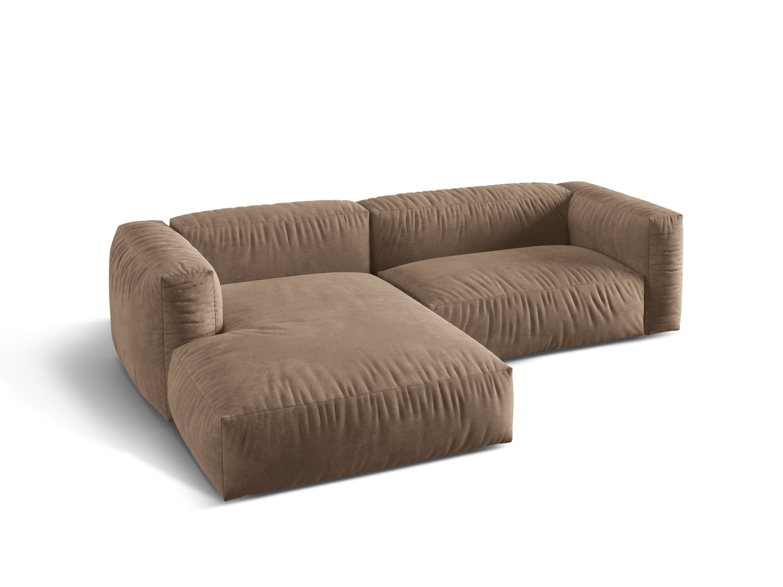 Ecksofa Samt Dunkelbeige Martina — Maße und Details