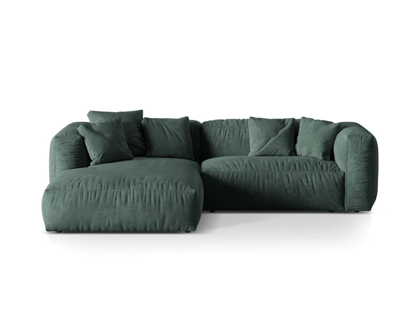 Ecksofa Samt Dunkelbeige Martina — Petrol