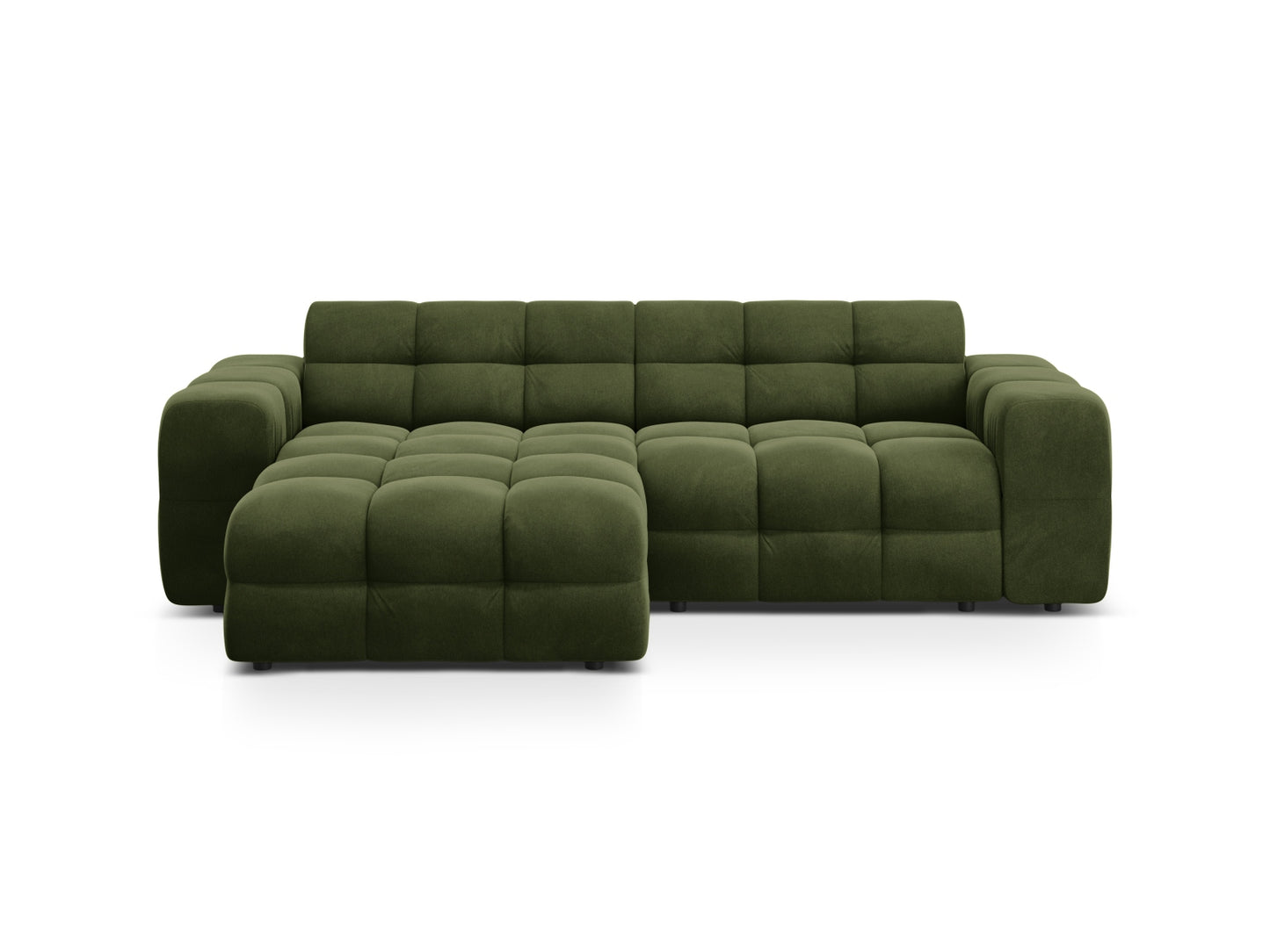 Ecksofa Samt Almond Beige Kendal — Army Green