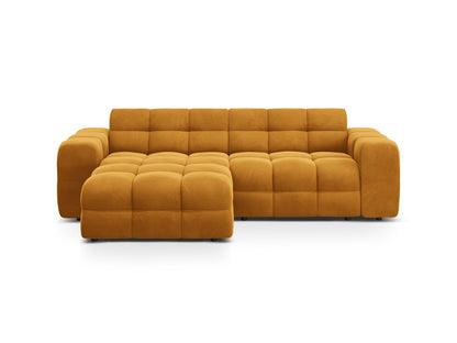 Ecksofa Samt Almond Beige Kendal — Mustard